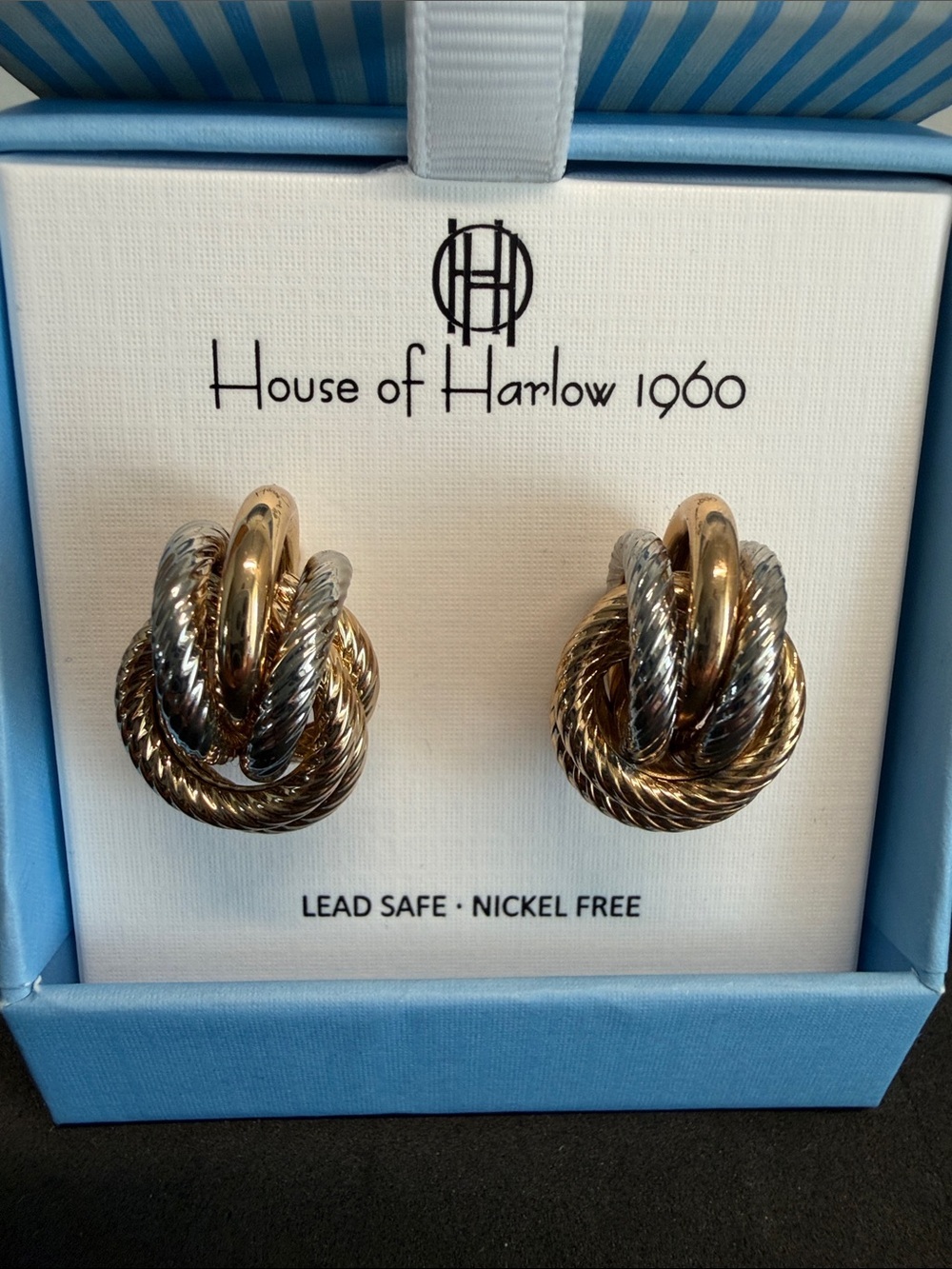 House of Harlow 1960 | Mixed Metal Love Knot Rope Textured Statement Earrings